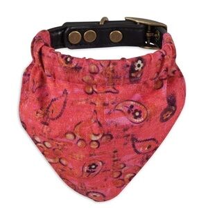 Mutt Nation Leather Collar Buckle with Slip on Bandana Small Up to 20 LB Pet
